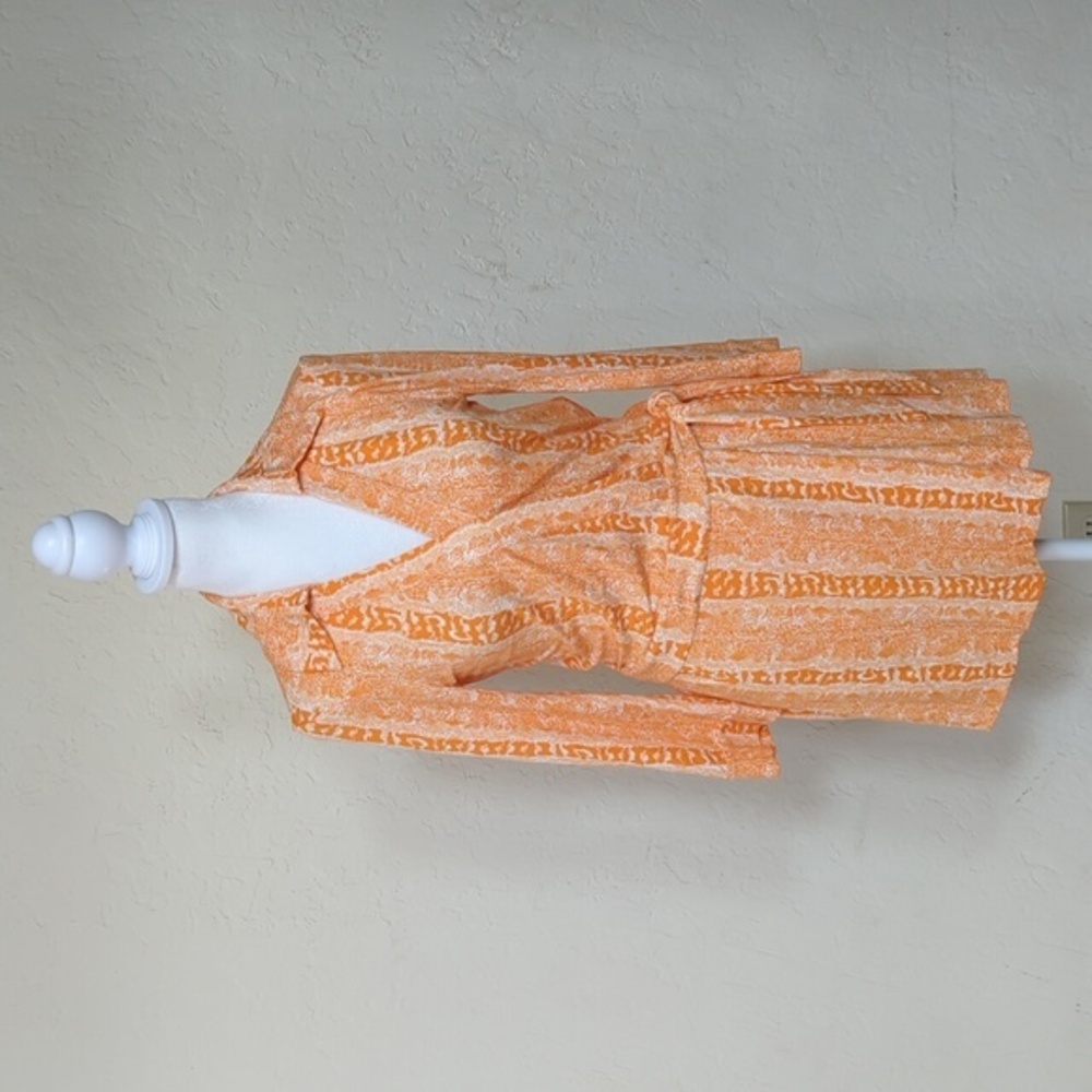 Diane Von Furstenberg Celeste Long Sleeve Romper in Orange Oasis Snakeskin 4
